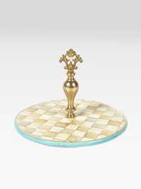 This one-of-a-kind serving piece, in hand-painted terra cotta with color-dragged checks and lustred gold accents, creates an unparalleled addition to your tea party.Ceramic with golden lustre12 diam. & 8½HHand washMade in the USA This one-of-a-kind serving piece, in hand-painted terra cotta with color-dragged checks and lustred gold accents, creates an unparalleled addition to your tea party.Ceramic with golden lustre12 diam. & 8½HHand washMade in the USA