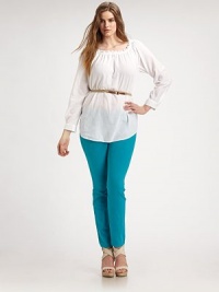 A cotton gauze top with a feminine neckline, a beloved silhouette and a waist-accentuating rope belt. Elasticized necklineLong sleevesRope beltCurved hemCan be worn on or off shoulderAbout 31 from shoulder to hemCottonMachine washImported A cotton gauze top with a feminine neckline, a beloved silhouette and a waist-accentuating rope belt. Elasticized necklineLong sleevesRope beltCurved hemCan be worn on or off shoulderAbout 31 from shoulder to hemCottonMachine washImported