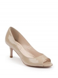 THE LOOKPatent leather designPeep-toePadded insoleSelf-covered heel 2¾ (70mm)THE MATERIALLeather upperLeather lining and soleORIGINImported THE LOOKPatent leather designPeep-toePadded insoleSelf-covered heel 2¾ (70mm)THE MATERIALLeather upperLeather lining and soleORIGINImported