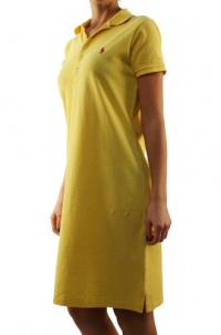 Ralph Lauren Sport Women's Small Pony Mesh Yellow Dress with Polo Collar-Medium Ralph Lauren Sport Women's Small Pony Mesh Yellow Dress with Polo Collar-Medium