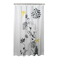Perfect for creating a soothing atmosphere, this shower curtain is graced with a delicate floral design.
