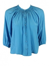 Tucker womens peasant smocked neck 3/4 sleeve button top Tucker womens peasant smocked neck 3/4 sleeve button top