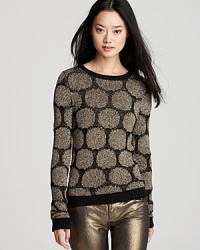 Trend-right style has been spotted! This Alice + Olivia circle print sweater is well-rounded for the season, thanks to its must-have metallic shine.