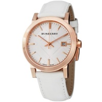 Burberry Men's BU9012 Large Check White Leather Strap Watch Burberry Men's BU9012 Large Check White Leather Strap Watch