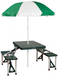 Stansport Picnic Table and Umbrella Combo Pack, Green Stansport Picnic Table and Umbrella Combo Pack, Green