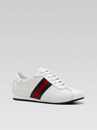 Lace-up style in original GG fabric, with striped web detail and leather trim.Fabric upper Lace-up closure Rubber sole Made in Italy Additional InformationKid's Shoe Size Guide (European Equivalent) 