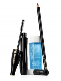 Create your most eye-catching beauty. Starring Hypnose Mascara, the classic necessity for buildable, custom volume. Instantly increases lash volume up to 6 times. Gift set contains: Hypnose Custom Volume Mascara in Black 0.22 oz., Cils Booster XL Super-Enhancing Mascara Base 0.07 oz., Le Crayon Khol Eyeliner in Black Ebony 0.07 oz., Bi-Facil Double-Action Eye Makeup Remover 1.7 oz.. 