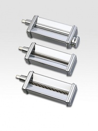 Lasagna, spaghetti, fettuccine, egg noodles, angel hair pasta, ravioli...you can make it all with this stainless steel trio. Includes pasta roller, fettuccine cutter, and linguine fine cutterStainless-steel designImported Lasagna, spaghetti, fettuccine, egg noodles, angel hair pasta, ravioli...you can make it all with this stainless steel trio. Includes pasta roller, fettuccine cutter, and linguine fine cutterStainless-steel designImported