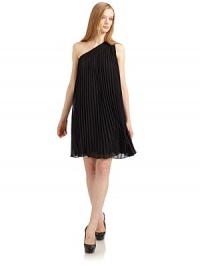 THE LOOKAllover pleated chiffon overlayAsymmetrical pleated necklineSleevelessTonal under layTHE FITAbout 38 from shoulder to hemTHE MATERIALPolyesterFully linedCARE & ORIGINDry cleanImportedModel shown is 5'10 (177cm) wearing US size 4. THE LOOKAllover pleated chiffon overlayAsymmetrical pleated necklineSleevelessTonal under layTHE FITAbout 38 from shoulder to hemTHE MATERIALPolyesterFully linedCARE & ORIGINDry cleanImportedModel shown is 5'10 (177cm) wearing US size 4.