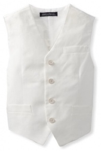 Nautica Dress Up Boys 8-20 Tri Blended Linen Vest, White, Small