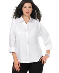 Plus size fashion that's timeless. This classic cotton shirt from Jones New York Signature's collection of plus size clothes is a true basic you'll wear again and again. Plus size fashion that's timeless. This classic cotton shirt from Jones New York Signature's collection of plus size clothes is a true basic you'll wear again and again.