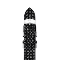 MICHELE 18mm Black and Silver Fashion Leather Strap