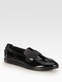 Shiny patent leather forms this go-to staple, topped off with a wide elastic band. Patent leather and elastic upperLeather liningRubber solePadded insoleMade in Italy Shiny patent leather forms this go-to staple, topped off with a wide elastic band. Patent leather and elastic upperLeather liningRubber solePadded insoleMade in Italy