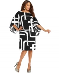 INC's plus size dress feature a vintage-inspired geometric print and glamorously full sleeves! The smooth jersey fabric keeps the whole look smooth and sophisticated. INC's plus size dress feature a vintage-inspired geometric print and glamorously full sleeves! The smooth jersey fabric keeps the whole look smooth and sophisticated.