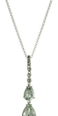 Judith Jack Sterling Silver with Marcasite and Green Amy Dbl Drop Pendant Necklace Judith Jack Sterling Silver with Marcasite and Green Amy Dbl Drop Pendant Necklace