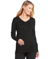 Stock up on casual basic with JM Collection's V-neck plus size sweater-- it's an Everyday Value! Stock up on casual basic with JM Collection's V-neck plus size sweater-- it's an Everyday Value!