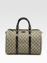 GG plus fabric with contrast leather trim.Double handles, 4 drop Top zip closure D-ring detail Inside pocket Fully lined About 12½W X 8¾H X 6¾D Made in Italy GG plus fabric with contrast leather trim.Double handles, 4 drop Top zip closure D-ring detail Inside pocket Fully lined About 12½W X 8¾H X 6¾D Made in Italy