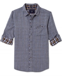 Lock down your look with the understated cool of this Edison checkered shirt from Guess. Lock down your look with the understated cool of this Edison checkered shirt from Guess.