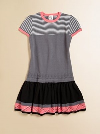 This sweet knit is crafted in a precious, drop-waist silhouette with bold stripes, an argyle pattern and pointelle detail at the neck and sleeves.Round necklineShort sleevesPullover styleDrop-waist72% viscose/28% polyesterHand washMade in the USA of imported fabric This sweet knit is crafted in a precious, drop-waist silhouette with bold stripes, an argyle pattern and pointelle detail at the neck and sleeves.Round necklineShort sleevesPullover styleDrop-waist72% viscose/28% polyesterHand washMade in the USA of imported fabric