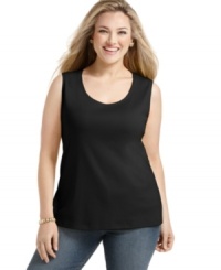 Karen Scott's plus size tank top is a must-have basic for layering this season-- grab one in every color! Karen Scott's plus size tank top is a must-have basic for layering this season-- grab one in every color!