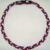 Tornado Titanium Baseball Necklace Red Blue White 18