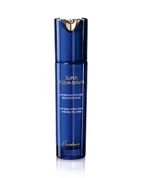 The new Aqua complex in Guerlain's Super Aqua Serum acts as a double protective shield. It reinforces the skin's internal barrier, increasing its reserves of moisture and increasing cellular resistance to time and external factors and protects against aging and aggressions. Skin is deeply hydrated +72%, re-plumped, smooth, supple and radiant. A legendary, deeply hydrating serum that revitalizes the skin and smoothes out wrinkles. The new Aqua complex in Guerlain's Super Aqua Serum acts as a double protective shield. It reinforces the skin's internal barrier, increasing its reserves of moisture and increasing cellular resistance to time and external factors and protects against aging and aggressions. Skin is deeply hydrated +72%, re-plumped, smooth, supple and radiant. A legendary, deeply hydrating serum that revitalizes the skin and smoothes out wrinkles.