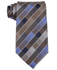 Box out. A four-cornered graphic gives this Kenneth Cole Reaction tie a sleek, impressive look. Box out. A four-cornered graphic gives this Kenneth Cole Reaction tie a sleek, impressive look.