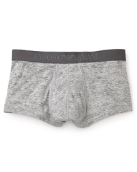 Emporio Armani's faded gray trunks combine classic comfort with a tailored fit - wear them under anything. Emporio Armani's faded gray trunks combine classic comfort with a tailored fit - wear them under anything.