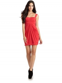 THE LOOKAccordion pleated bustDraped skirtBack zip with hook-and-eye closureTHE FITAbout 34 from shoulder to hemTHE MATERIALAcetate/nylon/spandexFully linedCARE & ORIGINDry cleanImportedModel shown is 5'8 (172½cm) wearing US size Small. THE LOOKAccordion pleated bustDraped skirtBack zip with hook-and-eye closureTHE FITAbout 34 from shoulder to hemTHE MATERIALAcetate/nylon/spandexFully linedCARE & ORIGINDry cleanImportedModel shown is 5'8 (172½cm) wearing US size Small.