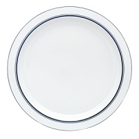 Tasteful and tailored blue banded dinnerware by Dansk. Inspired by the unique Copenhagen neighborhood of Christianshaven. Dinner plate is 10.125 in diameter. Tasteful and tailored blue banded dinnerware by Dansk. Inspired by the unique Copenhagen neighborhood of Christianshaven. Dinner plate is 10.125 in diameter.