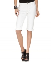 Take a break from short shorts -- these slim, cropped Bermudas in a fresh white wash are destined to become your favorites this season, from DKNY Jeans. Take a break from short shorts -- these slim, cropped Bermudas in a fresh white wash are destined to become your favorites this season, from DKNY Jeans.