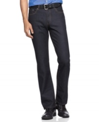 Watch your tone. These dark wash jeans from Kenneth Cole Reaction elevate your denim look. Watch your tone. These dark wash jeans from Kenneth Cole Reaction elevate your denim look.