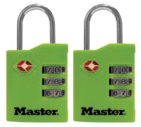 Master Lock 4684T TSA-Accepted Lock in Neon Green, Orange, Pink, or Purple, 2-Pack