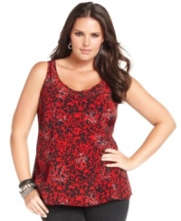 Flaunt your wild side in DKNY's sleeveless plus size top, featuring a leopard-print. Flaunt your wild side in DKNY's sleeveless plus size top, featuring a leopard-print.
