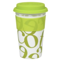 Konitz Script Collage To Stay/To Go Mugs, Green, Set of 2 Konitz Script Collage To Stay/To Go Mugs, Green, Set of 2