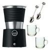 Jura Automatic Milk Frother with 2 pcs Glass Coffee mug & 2 pcs 4.5 inches spoon