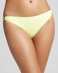 Give the beams some extra gleam with this gold-detailed bikini from L*Space. It's classically cut in a hipster style to ensure poolside perfection. Give the beams some extra gleam with this gold-detailed bikini from L*Space. It's classically cut in a hipster style to ensure poolside perfection.