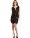 BCBGMAXAZRIA Women's Kaya Petite Floral Sequin Embroidered Cocktail