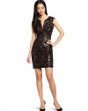 BCBGMAXAZRIA Women's Kaya Floral Sequin Embroidered Cocktail