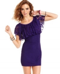 Dress with flair! Designed with a lace overlay and cute empire-waist, Sugar & Spice's party dress puts the spotlight on you. Dress with flair! Designed with a lace overlay and cute empire-waist, Sugar & Spice's party dress puts the spotlight on you.