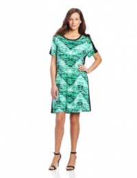 Calvin Klein Women's Printed T Shirt Dress, Emerald/Nile Multi, 2X Calvin Klein Women's Printed T Shirt Dress, Emerald/Nile Multi, 2X