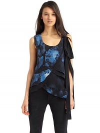 THE LOOKAbstract floral print silk crepe de chine layered over solid silk chiffonCrossover contour frontScoop necklineSleevelessLong draped ties at one shoulderAsymmetrical hemTHE FITAbout 27 from shoulder to hem at longest pointTHE MATERIALSilkCARE & ORIGINDry cleanImportedModel shown is 5'10 (177cm) wearing US size 4. THE LOOKAbstract floral print silk crepe de chine layered over solid silk chiffonCrossover contour frontScoop necklineSleevelessLong draped ties at one shoulderAsymmetrical hemTHE FITAbout 27 from shoulder to hem at longest pointTHE MATERIALSilkCARE & ORIGINDry cleanImportedModel shown is 5'10 (177cm) wearing US size 4.
