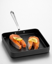 Throw another shrimp, burger or steak on the grill. This handsome grill pan is constructed of heavy-gauge, hard-coat anodized aluminum for durability and even heat distribution. With a nonstick interior for optimum release and easy cleaning. Solid cast stainless steel handle is double riveted. Lifetime warranty. Throw another shrimp, burger or steak on the grill. This handsome grill pan is constructed of heavy-gauge, hard-coat anodized aluminum for durability and even heat distribution. With a nonstick interior for optimum release and easy cleaning. Solid cast stainless steel handle is double riveted. Lifetime warranty.