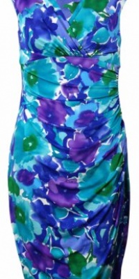 Lauren Ralph Lauren Women's Floral Jersey Dress 6P Mauve/Sapphire [Apparel]