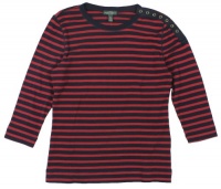 Lauren Jeans Co. Women's 3/4 Sleeve Striped Button-Shoulder Top (Large, Thoroughbred Navy/Red) Lauren Jeans Co. Women's 3/4 Sleeve Striped Button-Shoulder Top (Large, Thoroughbred Navy/Red)