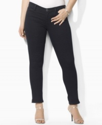 Lauren by Ralph Lauren's plus size essential denim jeans feature a slim, straight leg and zippers at the ankle for a modern look. (Clearance) Lauren by Ralph Lauren's plus size essential denim jeans feature a slim, straight leg and zippers at the ankle for a modern look. (Clearance)