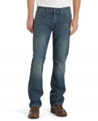 With a vintage wash and a comfortable boot-cut style, these jeans from Levi's are primed to take over your weekend wardrobe. With a vintage wash and a comfortable boot-cut style, these jeans from Levi's are primed to take over your weekend wardrobe.