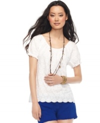 This Lucky Brand Jeans top features breezy eyelet embroidery and a peasant-inspired silhouette. Pair it with anything from white pants to cut-off denim shorts! This Lucky Brand Jeans top features breezy eyelet embroidery and a peasant-inspired silhouette. Pair it with anything from white pants to cut-off denim shorts!