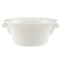 This collection of classic white, patterned dinnerware and serveware is remarkable for its ability to coordinate with a variety of table linen and flatware patterns. This collection of classic white, patterned dinnerware and serveware is remarkable for its ability to coordinate with a variety of table linen and flatware patterns.