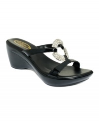 Sparkly details make the Regal wedge sandals by Callisto a pretty addition to your day. Sparkly details make the Regal wedge sandals by Callisto a pretty addition to your day.